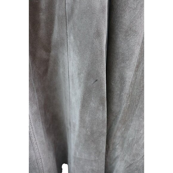 Vintage 70s/80s Penny Lane Suede Leather Wrap Trench Coat Fox Fur Collar M/L - Picture 6 of 6